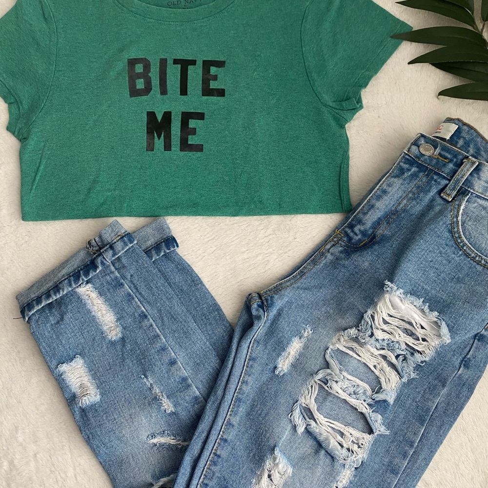 NY Collection Blue Distressed Women Jeans